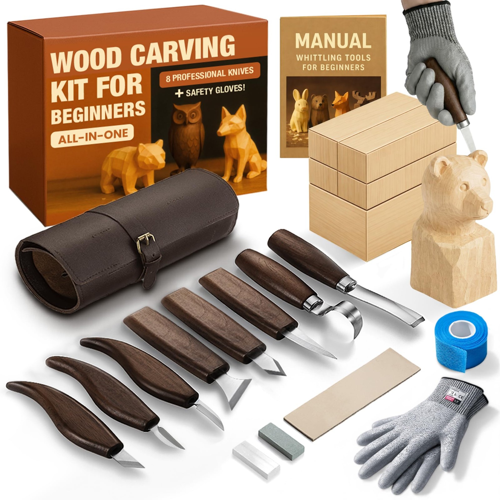 Complete Wood Carving Kit for Beginners - Gift Ready Wood Carving Tools Set |...