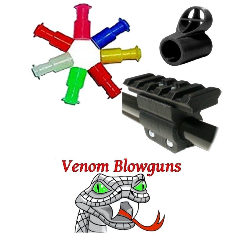 50 .40c Blowgun Stun Darts With Tactical Rail Mount & Sight by Venom Blowguns®
