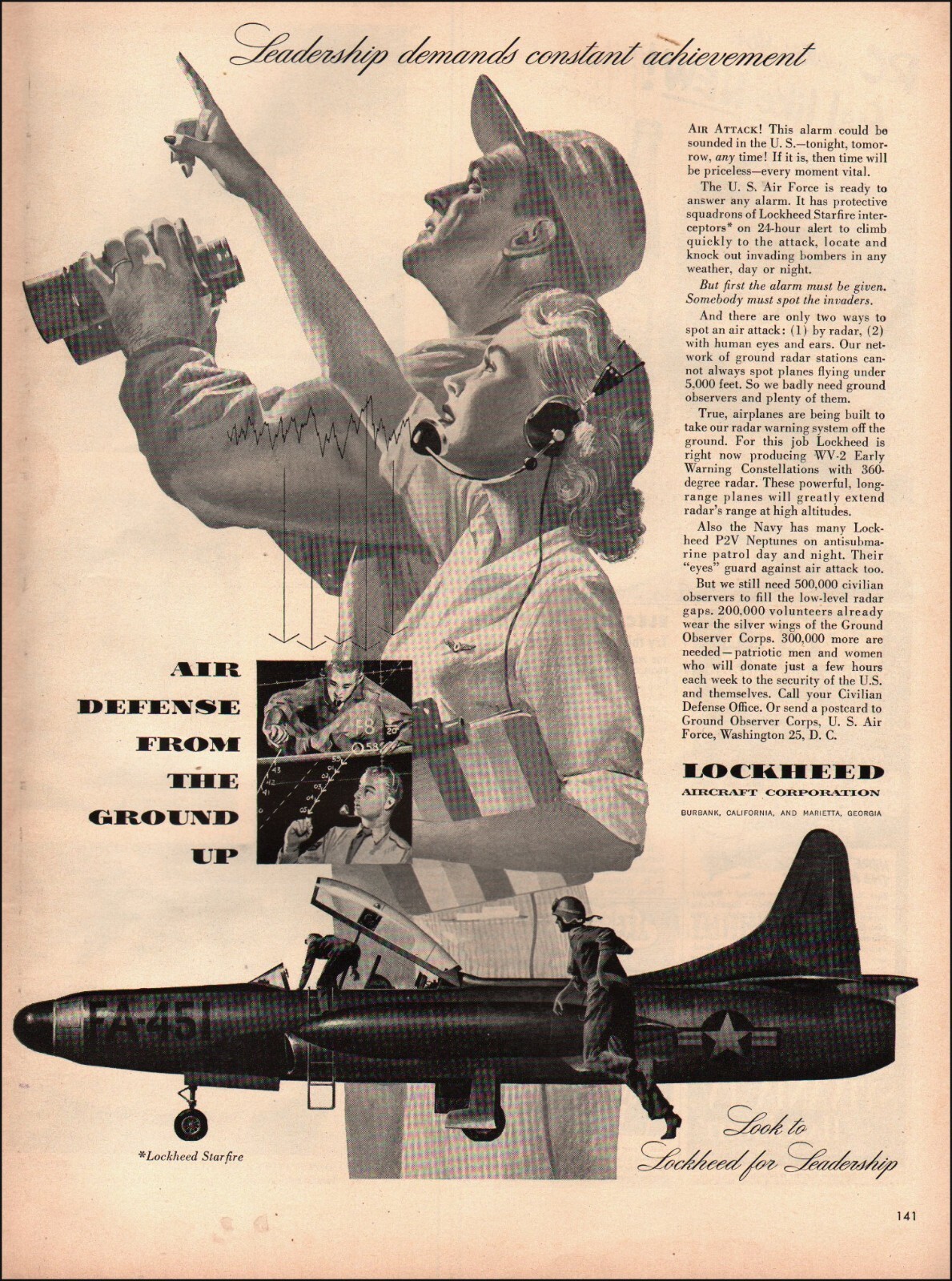 1954 Vintage ad Lockheed Starfire retro Plane art Radios 09/04/22