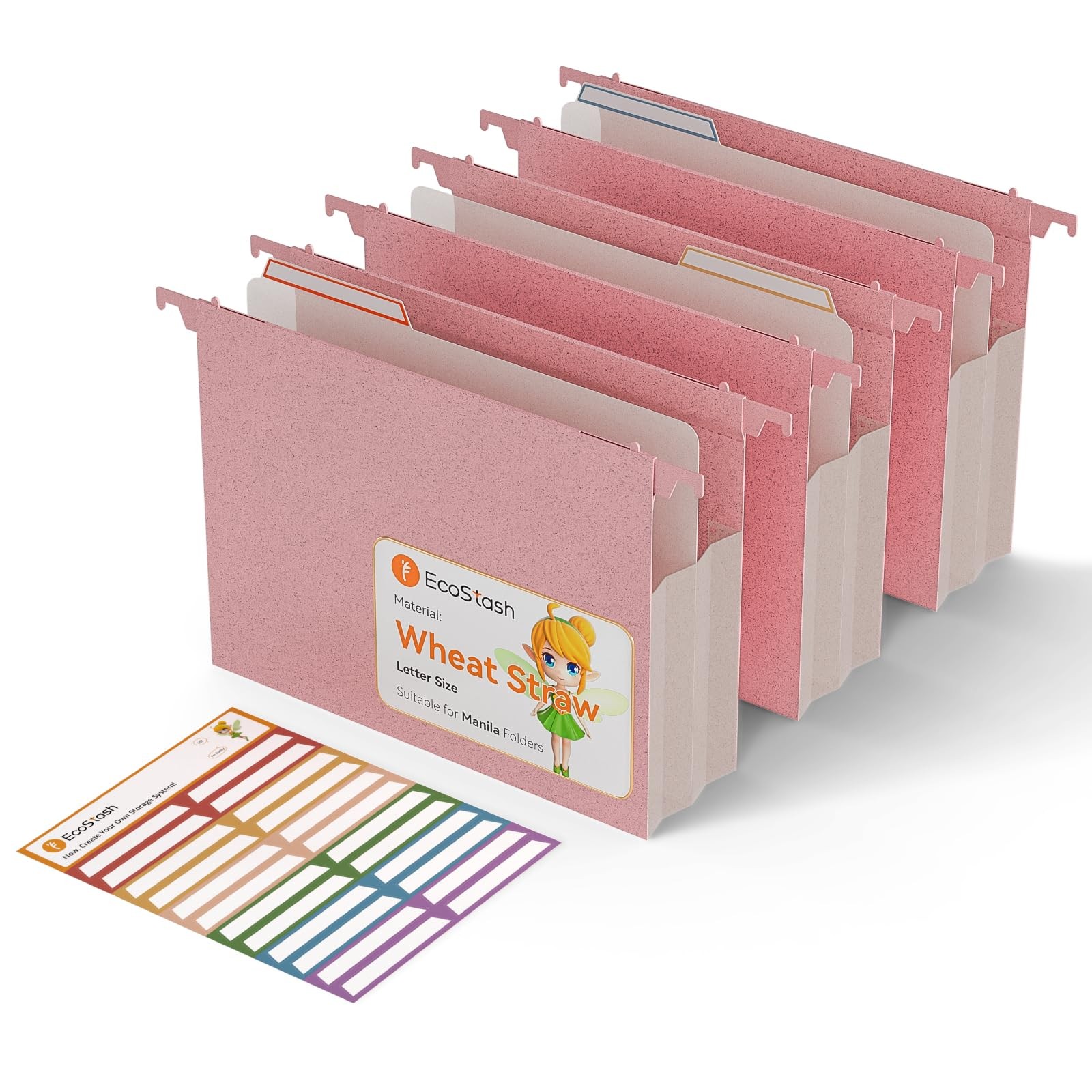 3 PCS Strawberry Pink 3.15 Inch Extra Capacity Hanging File Folders Letter