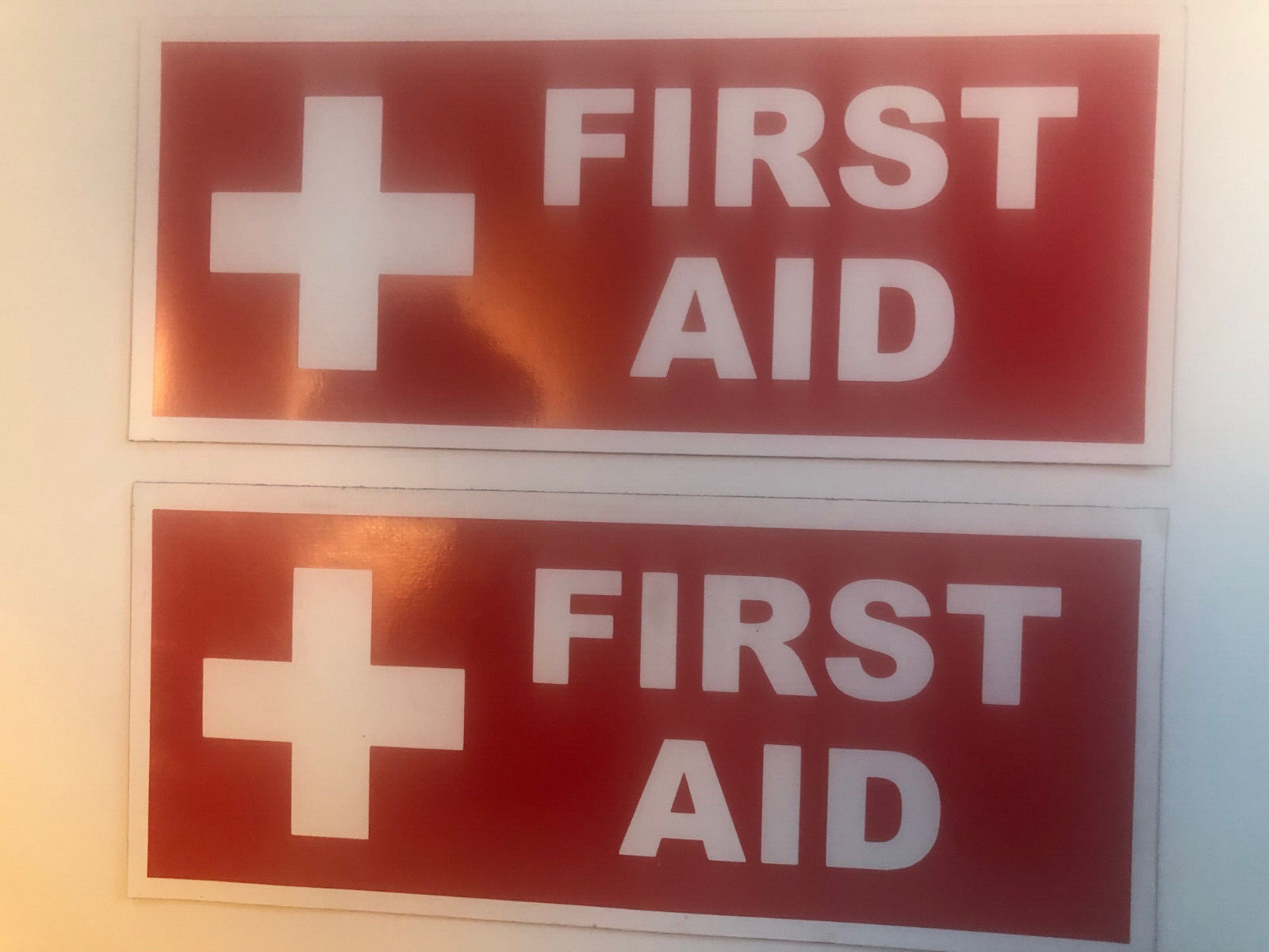 TWO 11x5 First Aid Magnetic Custom NWS NOAA HAM Sign  ecom