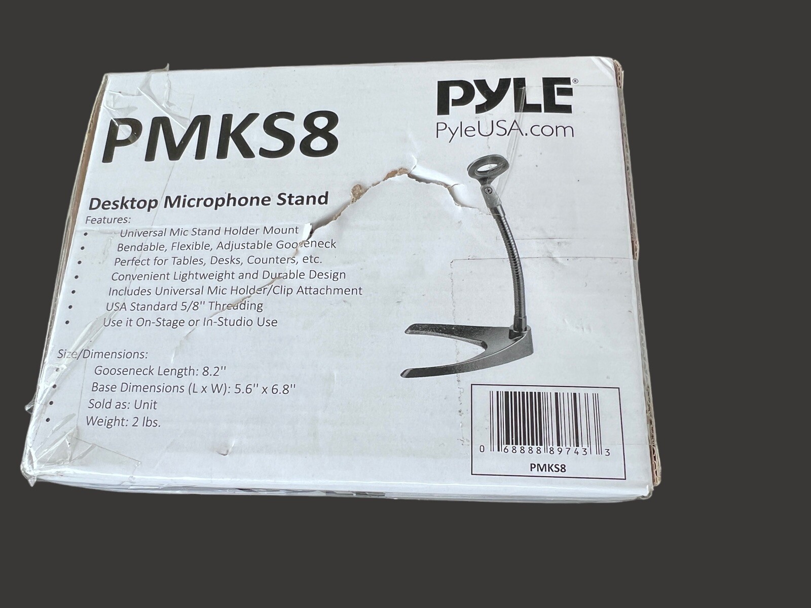 ✨Pyle Desktop Microphone Stand - Tabletop Mic Holder Flexible 8.2'' New