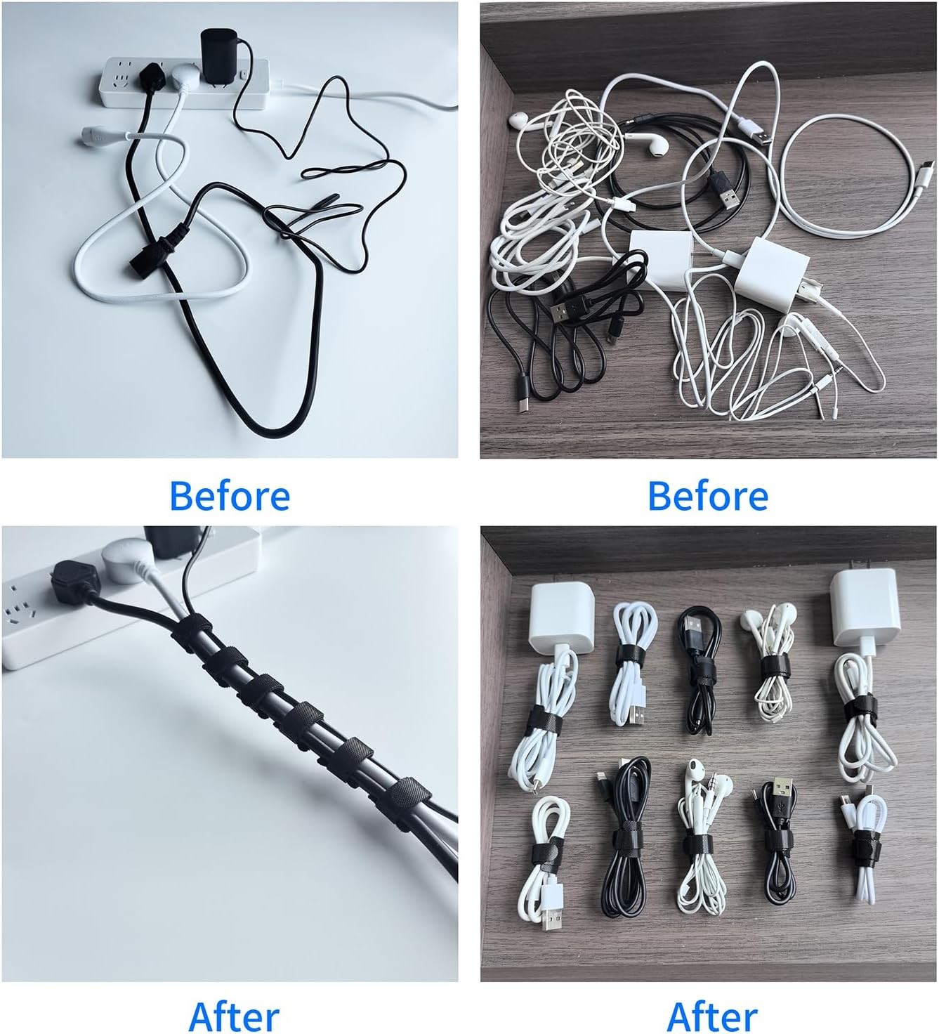 100 PCS 12 Inches Black Reusable Cable Ties,Multi-purpose Adjustable Cord