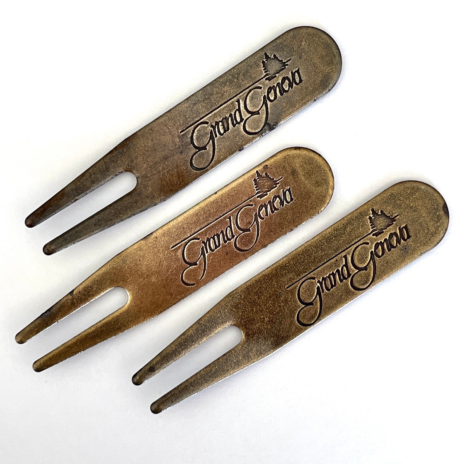 Set of 3 Grand Geneva Golf Resort Divot Repair Tool Antique Brass Tone Wisconsin