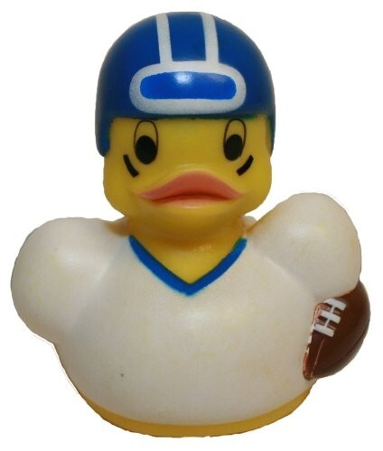 Football Player Duck, Sports Squeaky & Floating Upright Bath Toy- Waddlers Brand