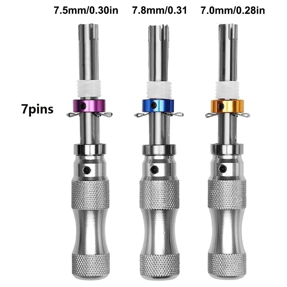 3X Tubular 7-Pin Lock Cylinder Overhaul Tool Kit Multi Color Adapter Locksmith