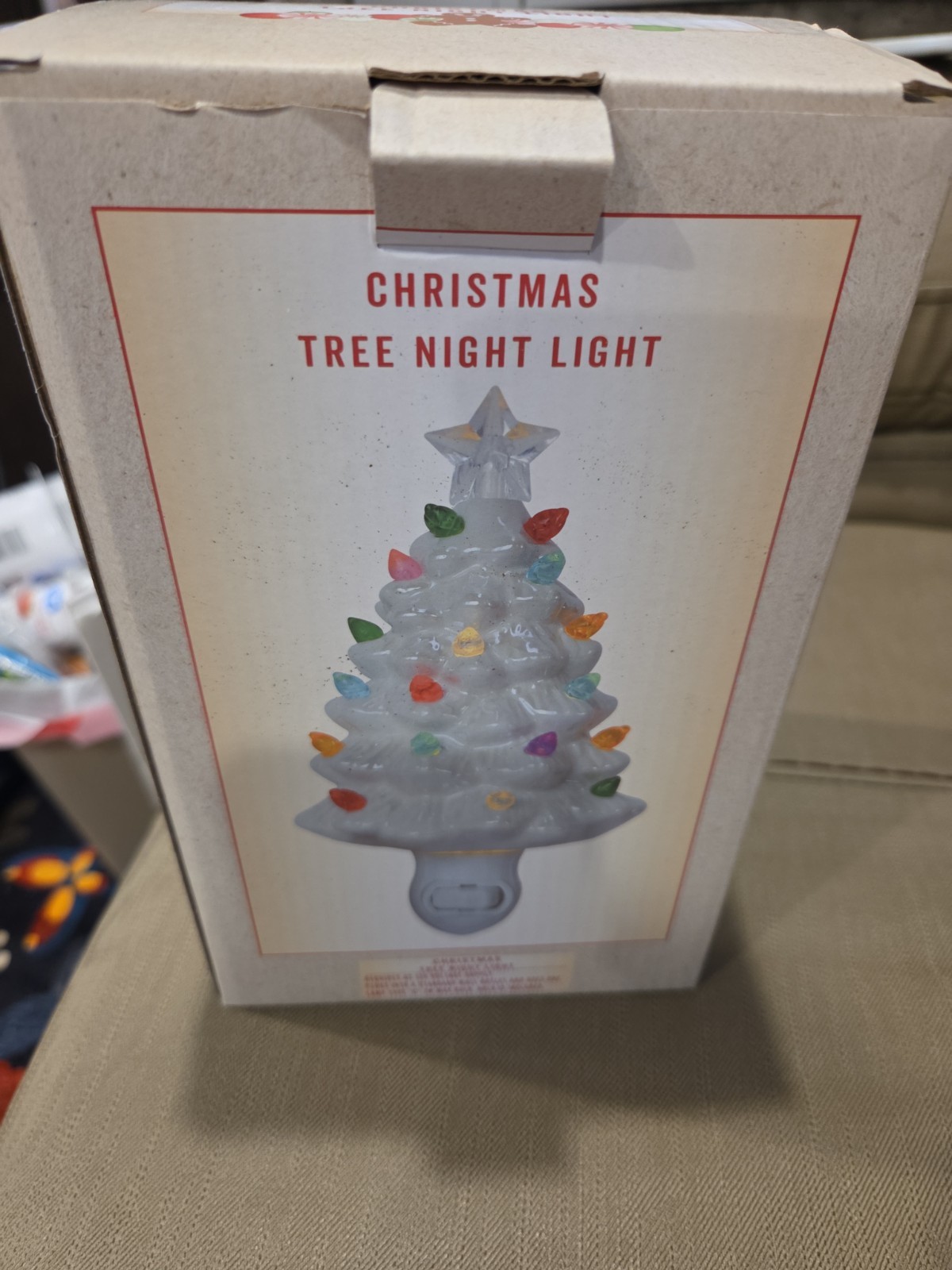 NEW, Ceramic Christmas Tree Night Light Wall Plug Cracker Barrel Exclusive
