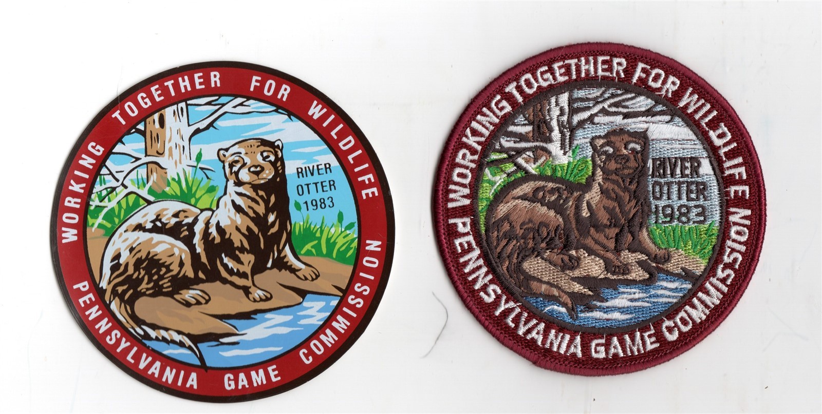 1983 PA GAME COMM WTFW RIVER OTTER 4" PATCH REPRODUCTION WITH DECAL