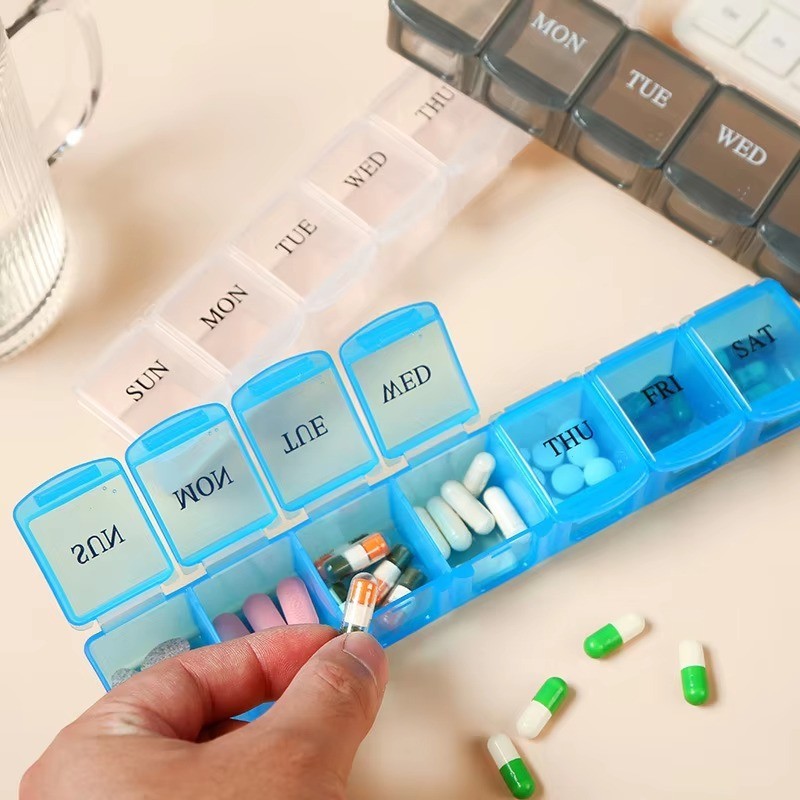 7 Day Weekly Pill Organizer Portable Travel Case Tablets Storage Box