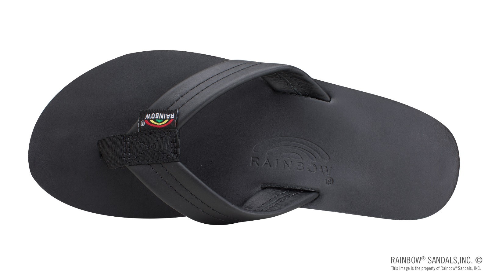 Rainbow Men's Rastafarian Black Leather Flip Flops NEW