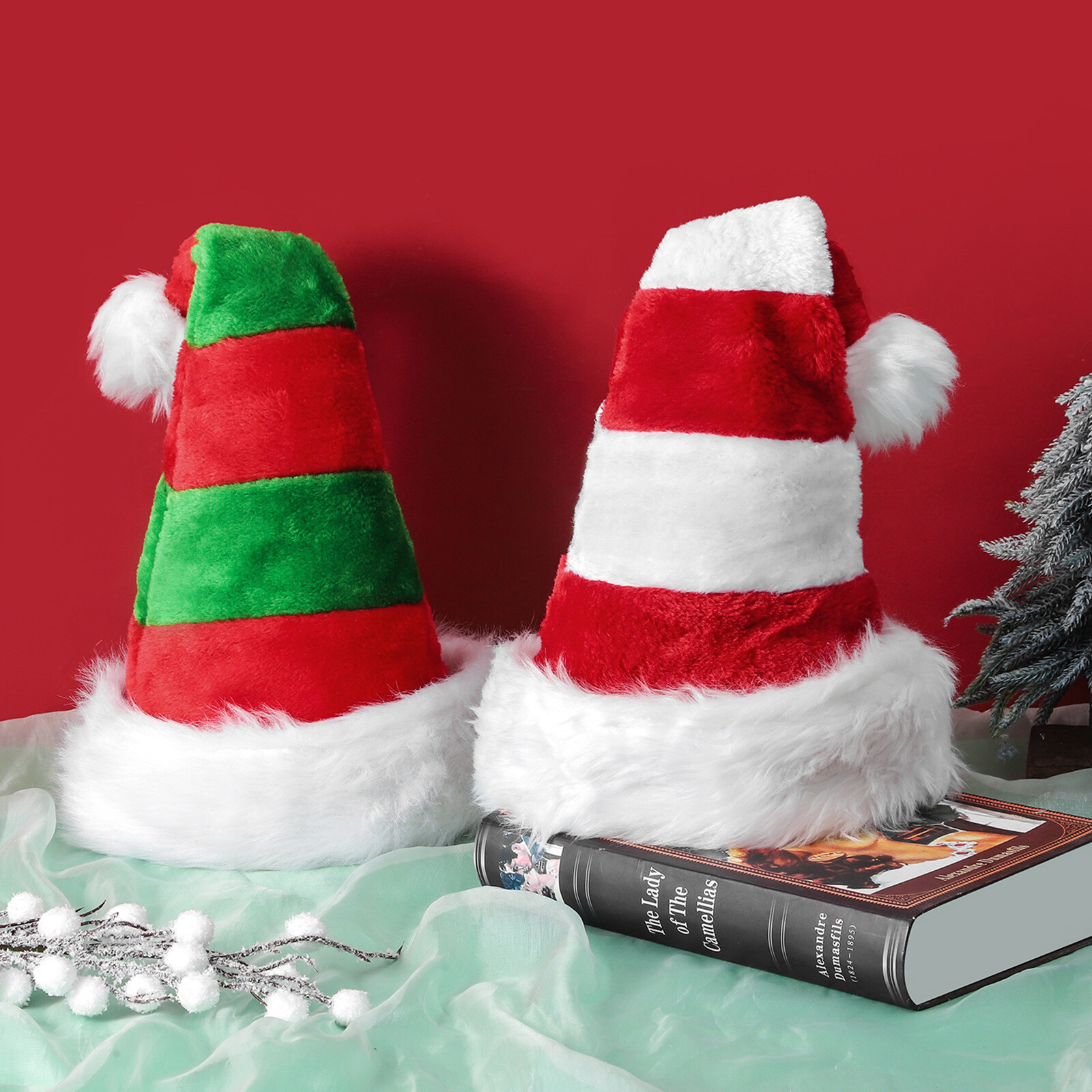 Adult CHRISTMAS SANTA HAT Father Xmas Soft Velvet Hat Fancy Dress Accessories