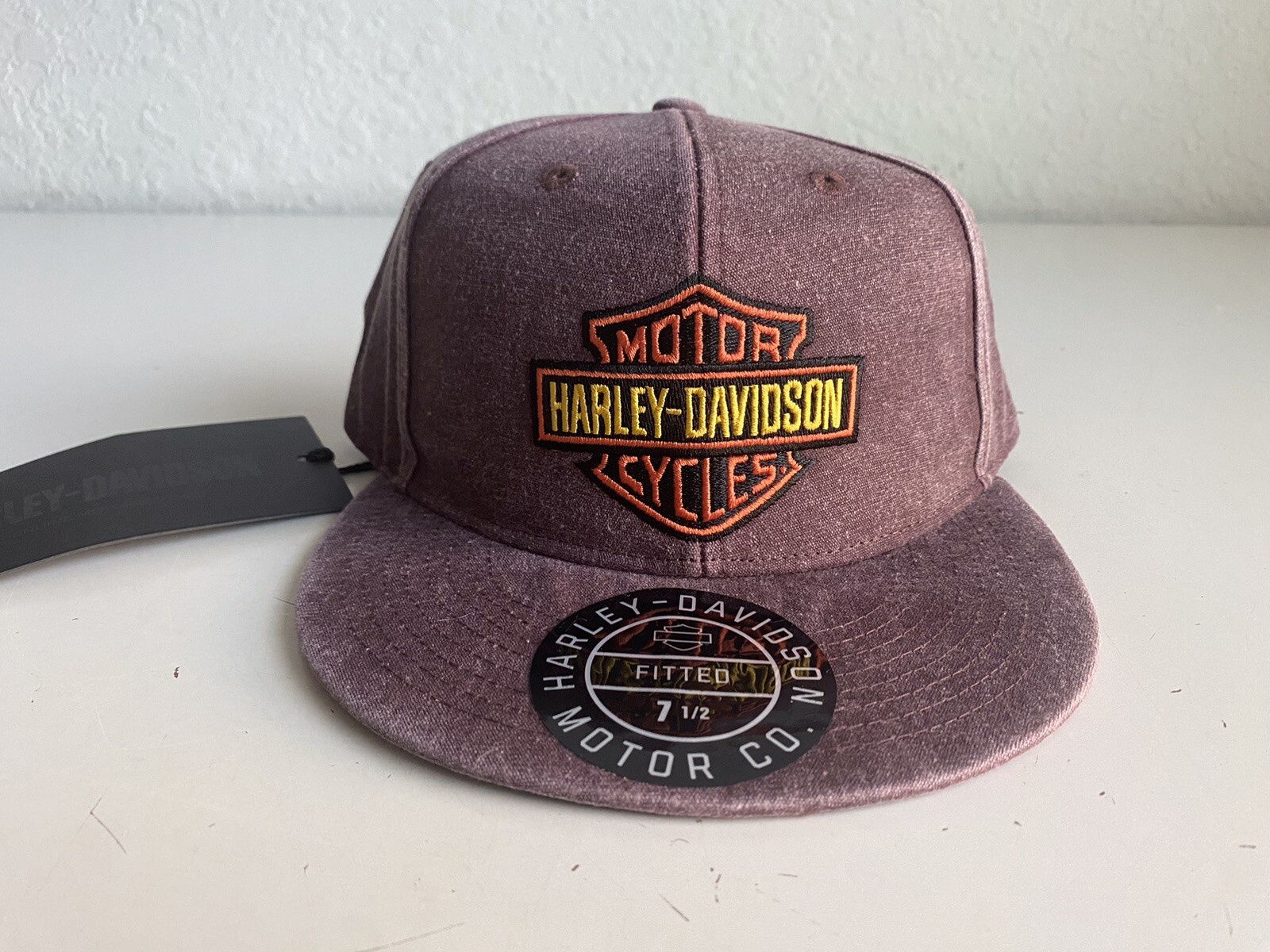 Harley-Davidson Cap Hat Bar & Shield Washed Fitted 97777-23VM Brown Sz 7 1/2 NEW