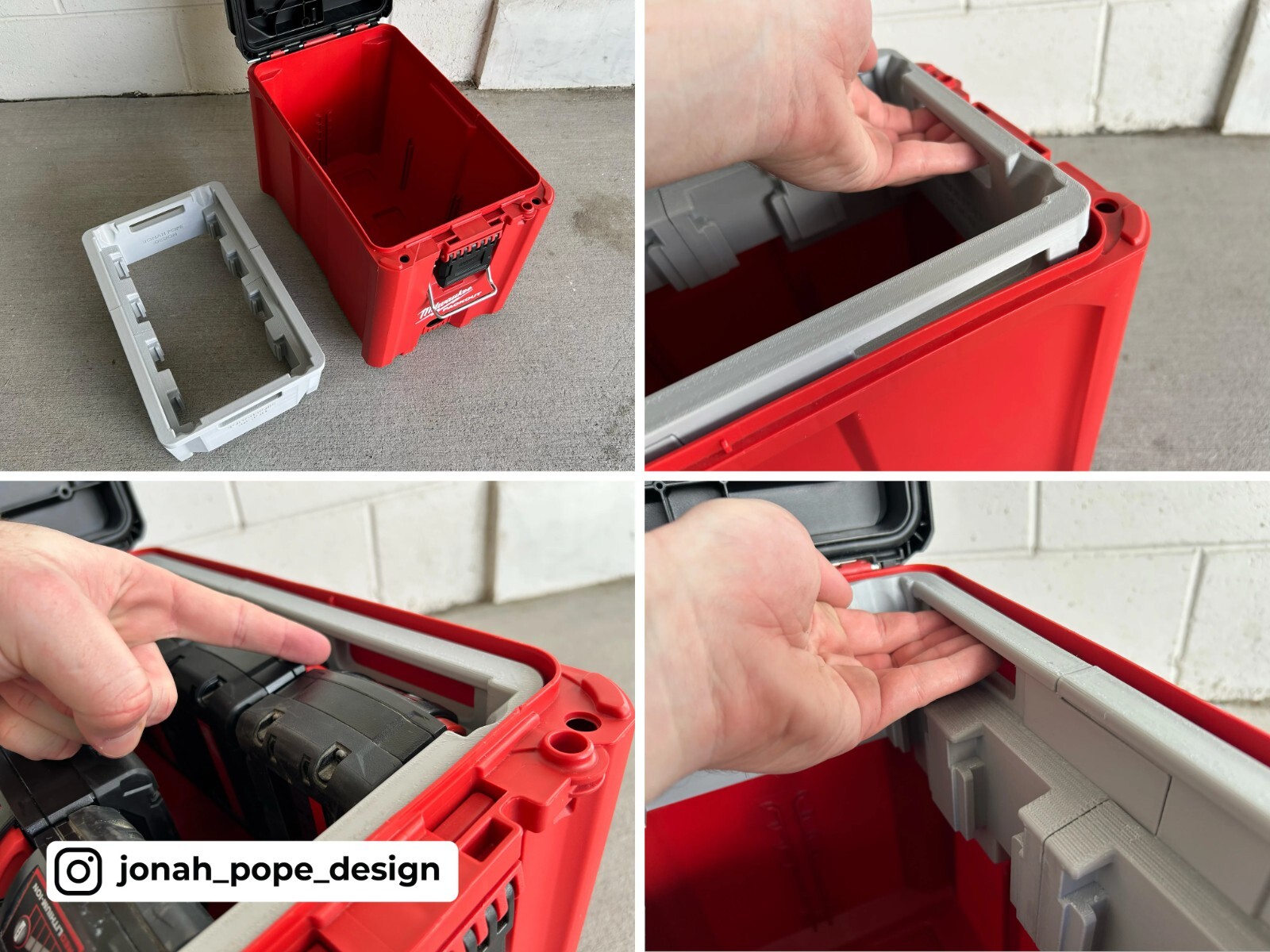 M18 Battery Rack UPPER Insert for Milwaukee Packout | Jonah Pope (Insert Only)