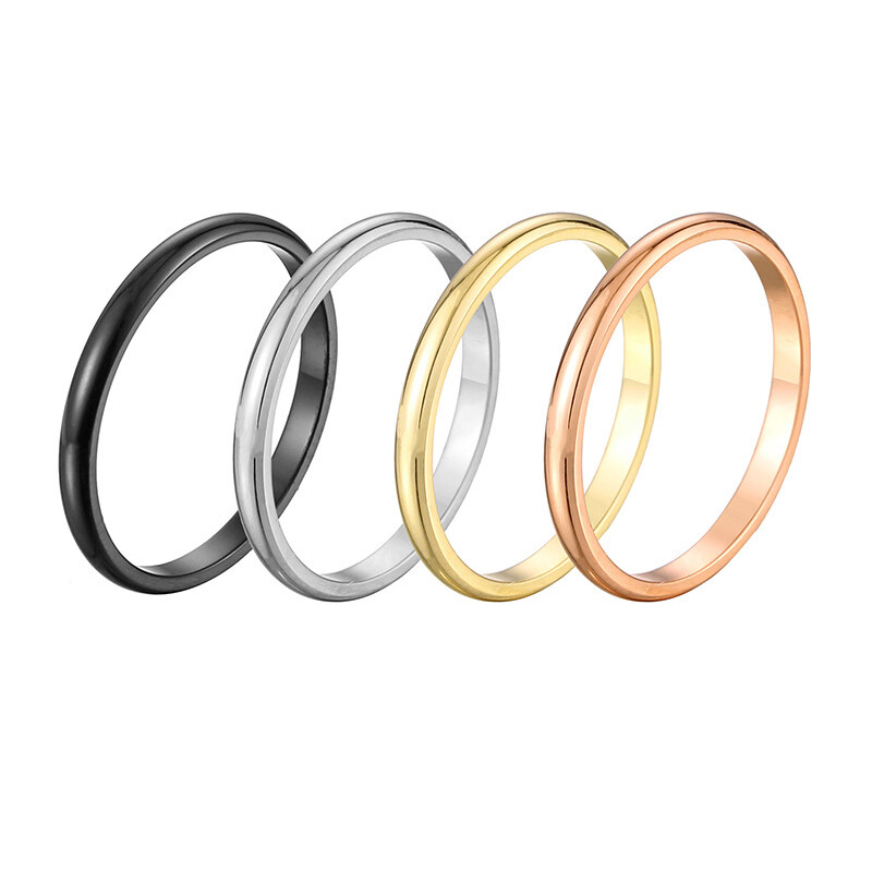 Stainless Steel Finger Ring Women Ring 2mm Couple Ring Circle Plain