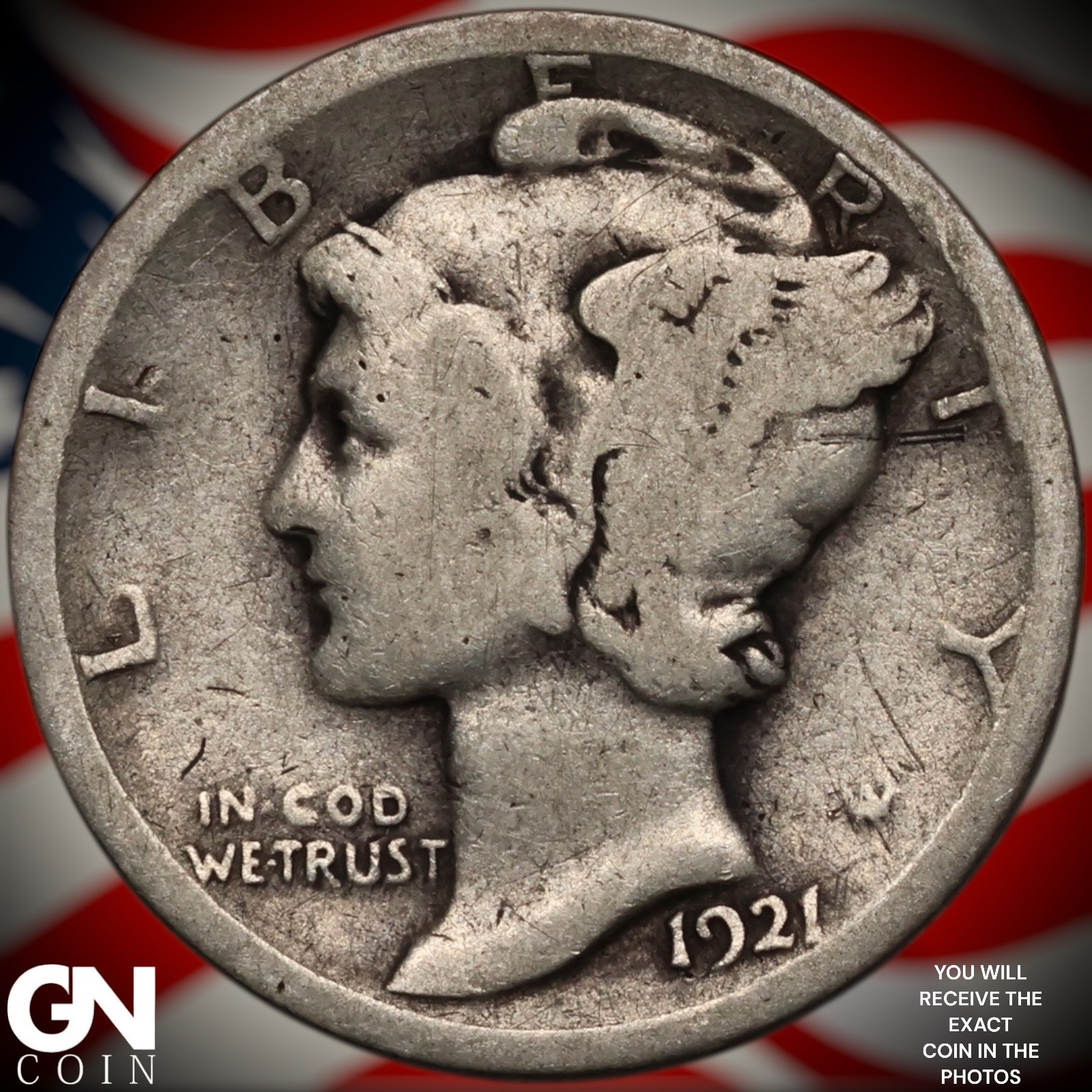 1921 P Mercury Dime A1296