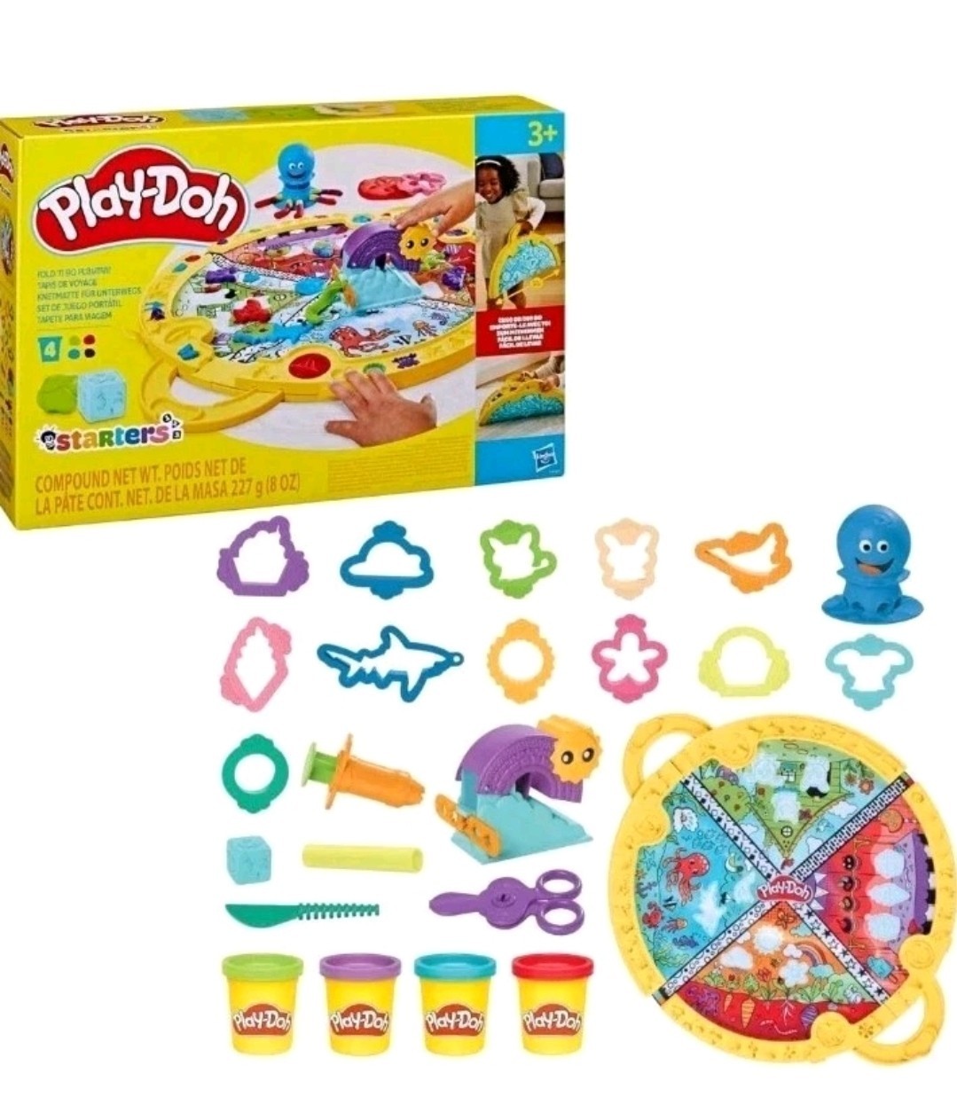 Play-Doh Fold & Go Playmat Starter Set with 19 Accessories, Preschool Toys New