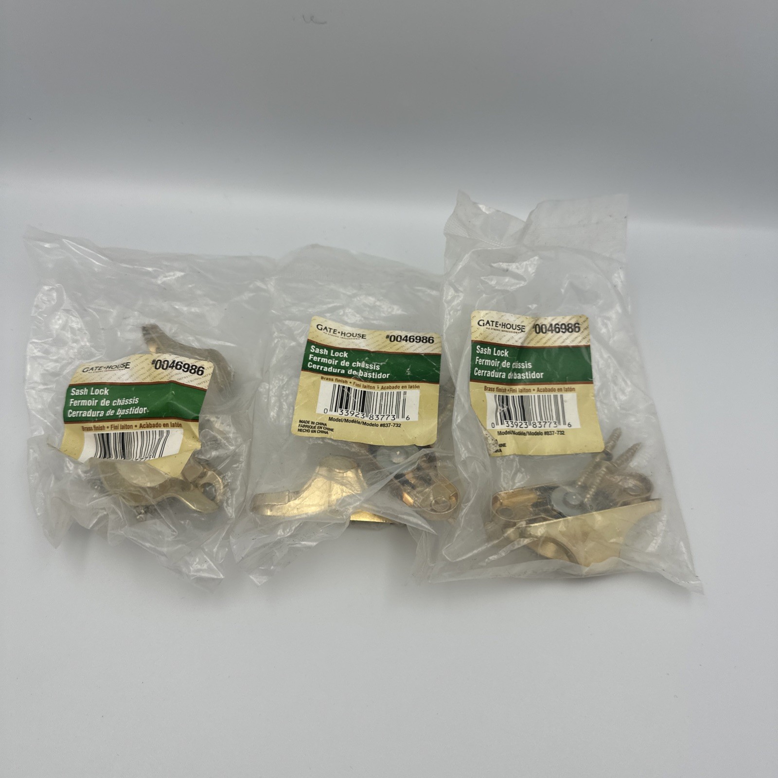 Lot Of 3 - Gatehouse 0046986 Sliding Window Sash Lock Zinc Brass Finish