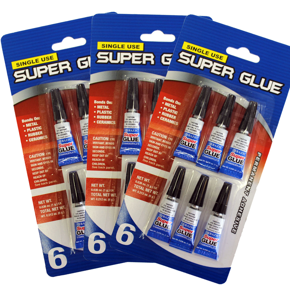 ( Lot 3 )  6 Pcs Single Use Super Glue  0.036 oz