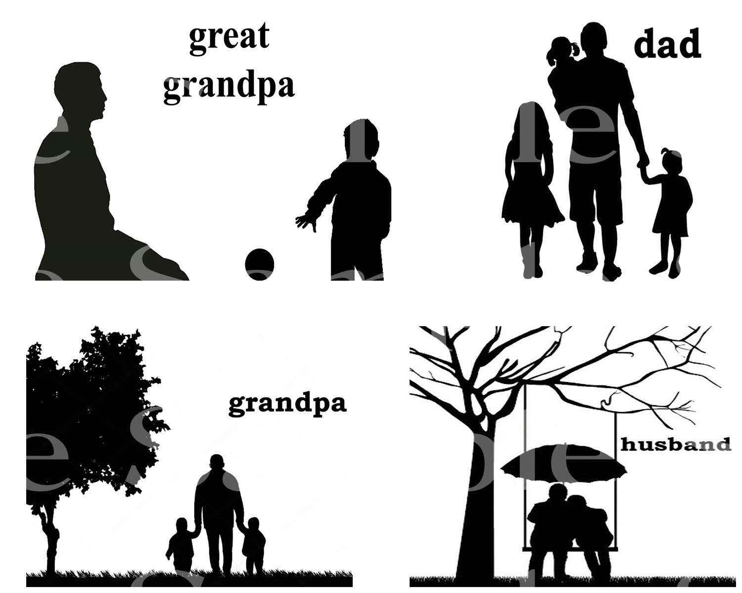 Family Silhouettes ~ Edible 2D Fondant Cake 2 Strip Side Topper ~ D24551 *