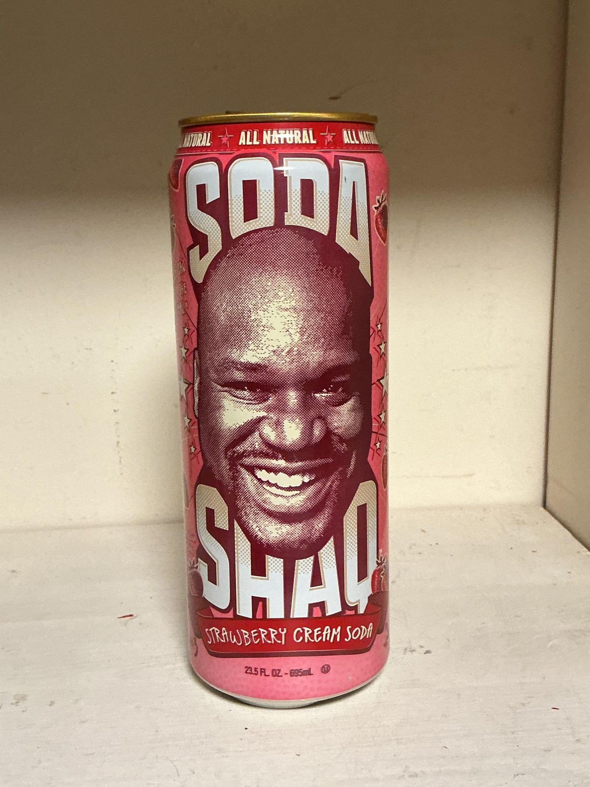 AriZona Soda Shaq Strawberry Cream Soda Can 23.5oz Empty Pink USA Collectible