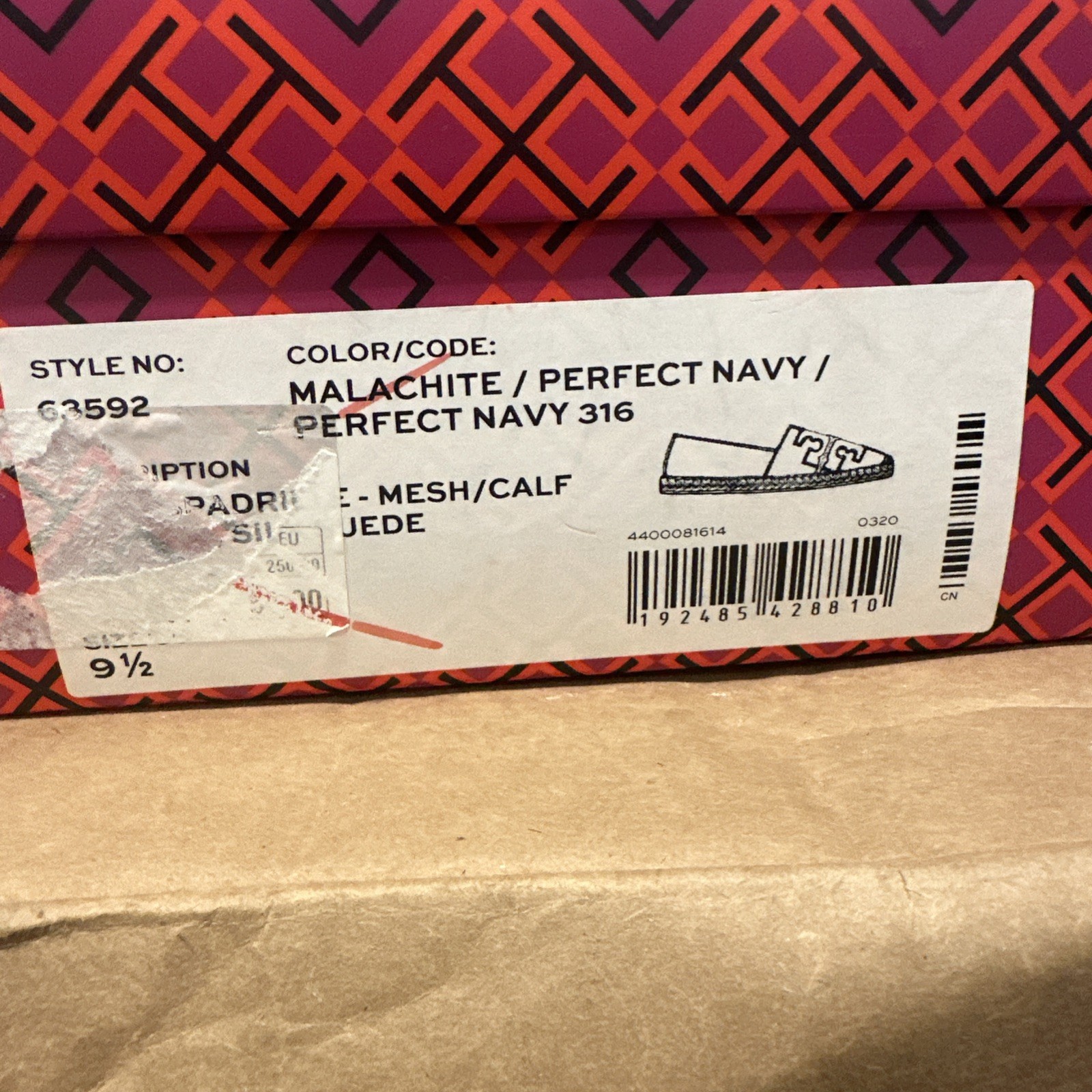 Tory Burch Women Size 9.5M Ines Mesh Espadrille Loafers Malachite Navy