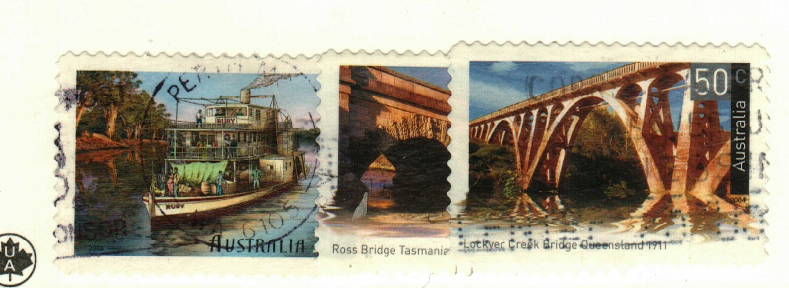 Australia #2180, 2220-1  used  Historic bridges, riverboat