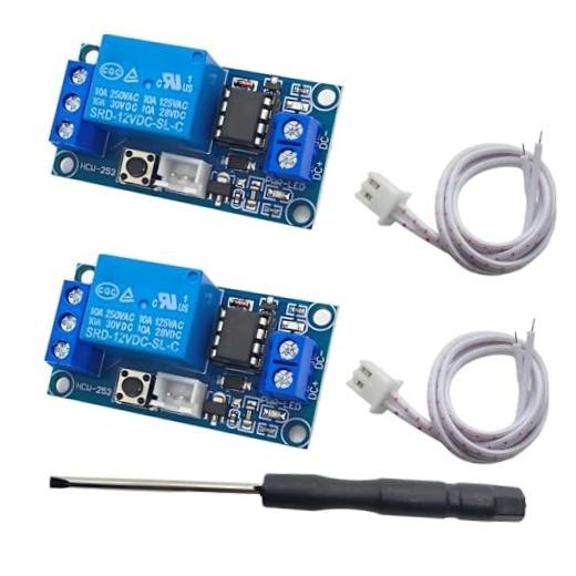 2-Pack 12V Single Bistable Self-Locking Relay Module with Start/Stop Button |