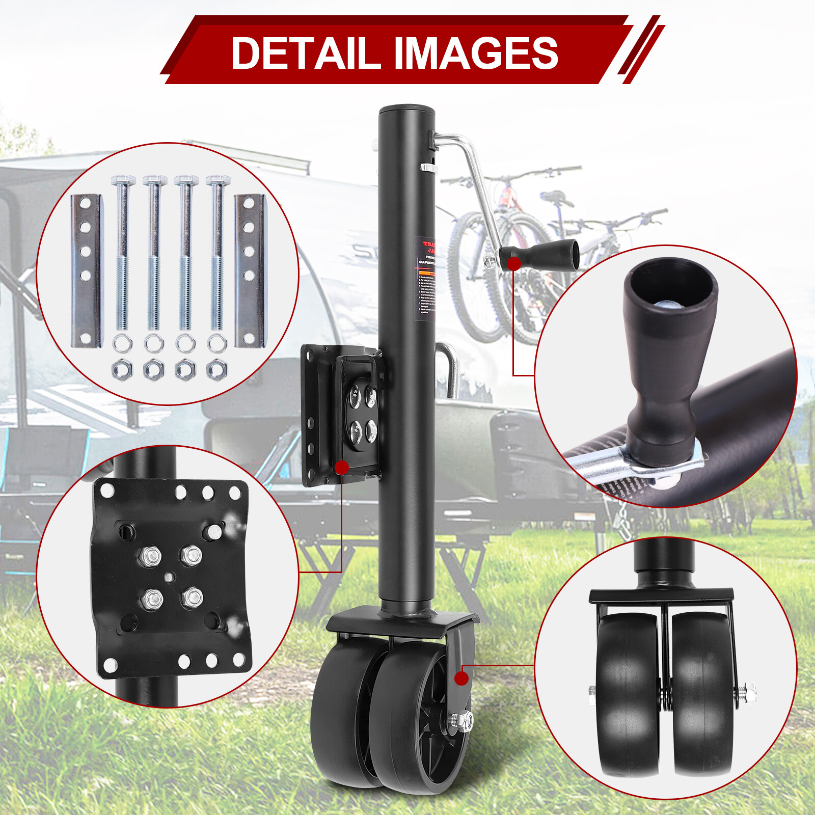 Swivel Bolt on Boat Trailer Jack Stand Dual Wheel 2000 lbs 12"Lift RV Utility