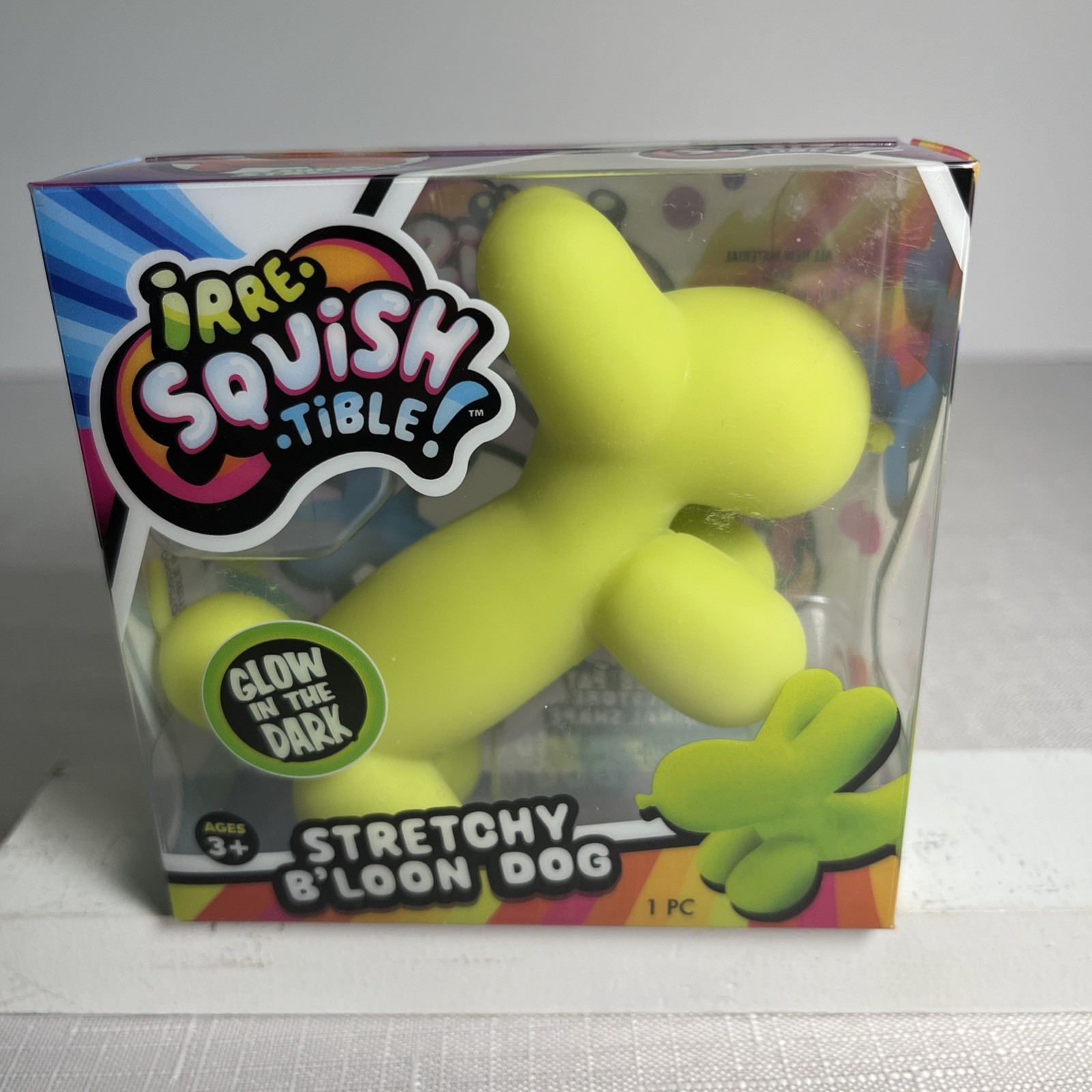 IrreSquishTible Stretchy Dog GLOW IN DARK GREEN B'Loon Dog Irre-Squish-Tible !