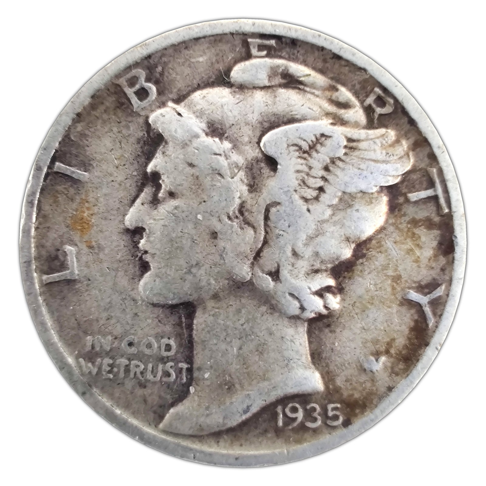 1935-P Mercury Dime F Fine 90% Silver
