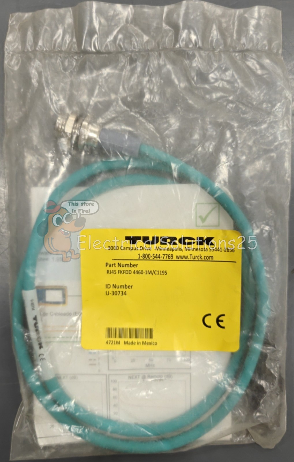 New Turck RJ45 FKFDD 4460-1M/C1195 Panel-Mount Bulkhead Connector - Free Ship