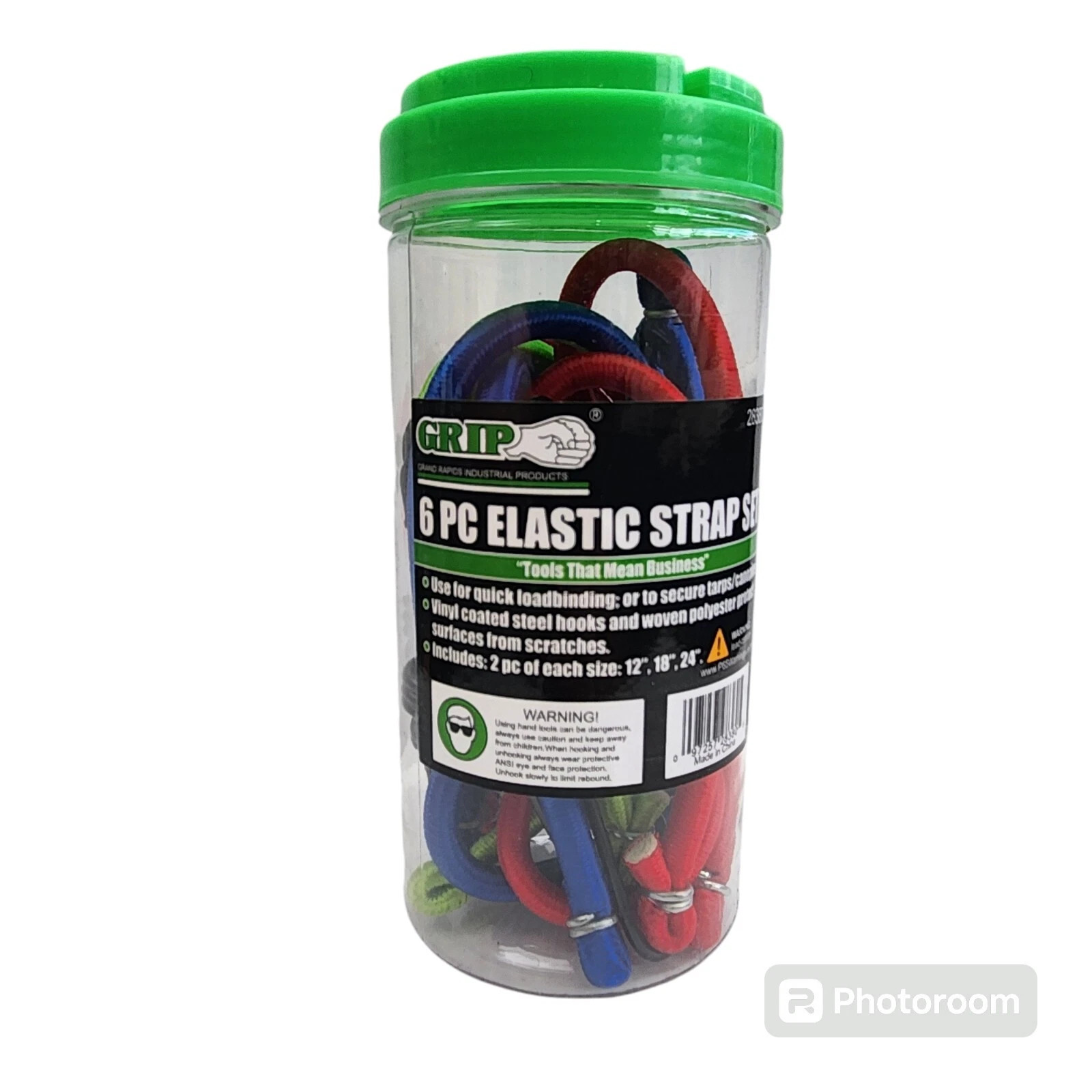 GRIP Elastic 12" 18" 24" Bungee Strap Set with Hooks (6pc - 3 size) Ships Free.