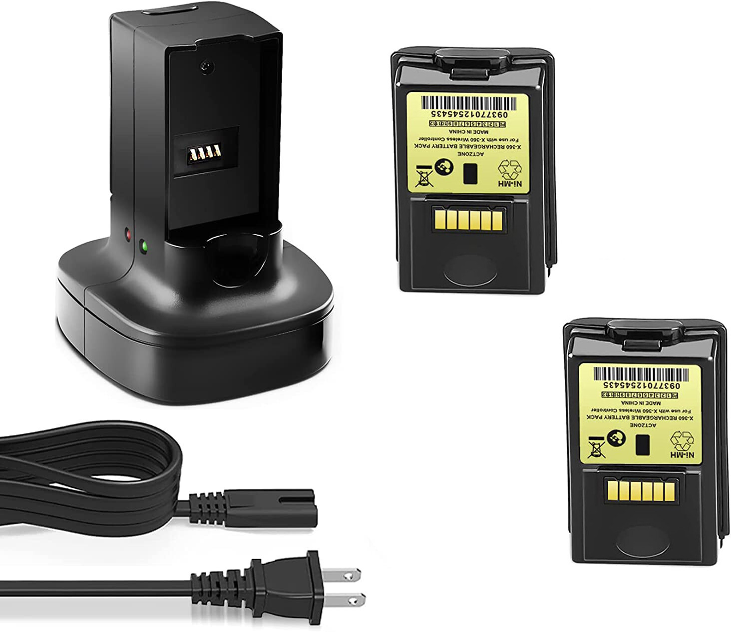 2 Rechargeable Battery with Dual Charging Station Dock for Xbox 360 Controller