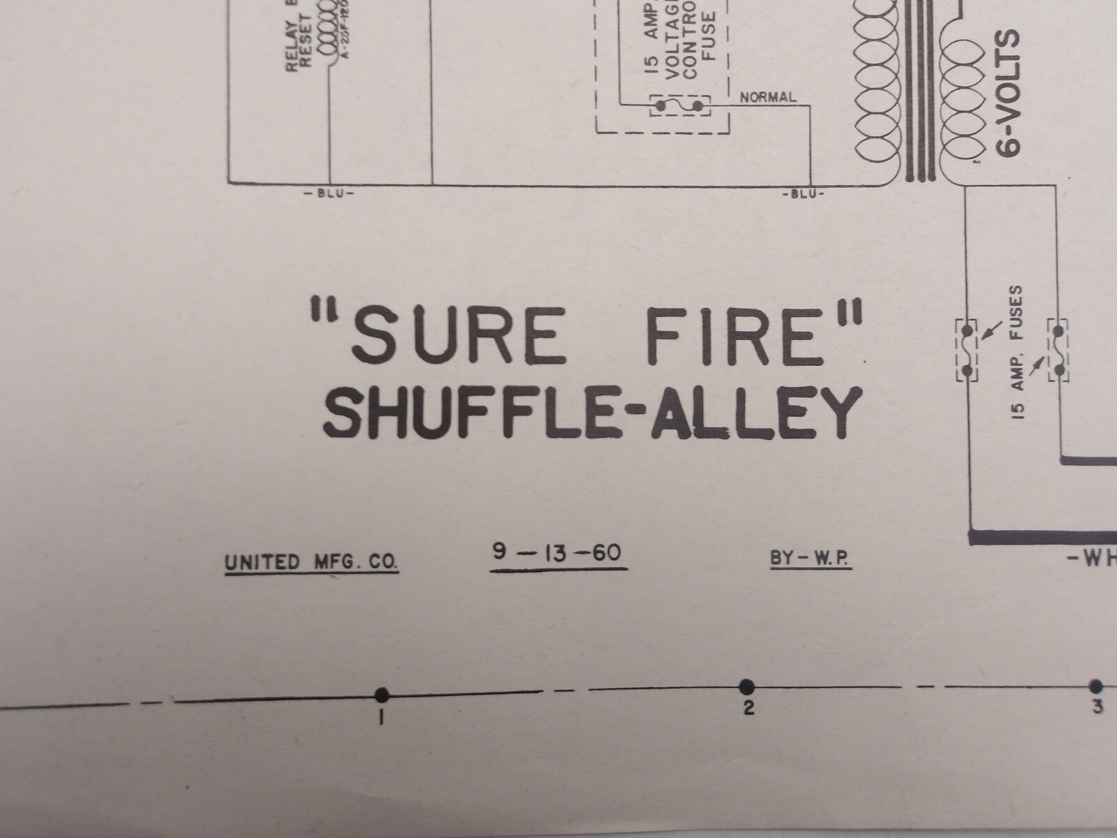 United: Sure Fire - Shuffle Bowler- Schematic - NOS