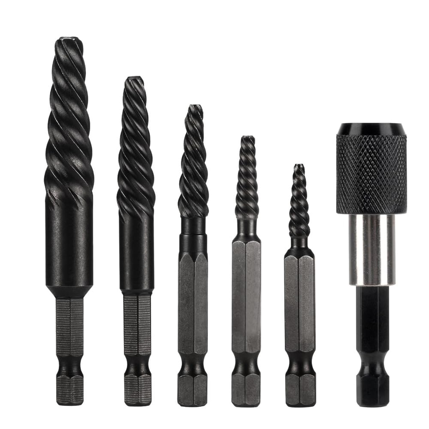 6 PCS Broken stud extractor kit Damaged Screw Extractor Set with 1/4 Quick Ch...