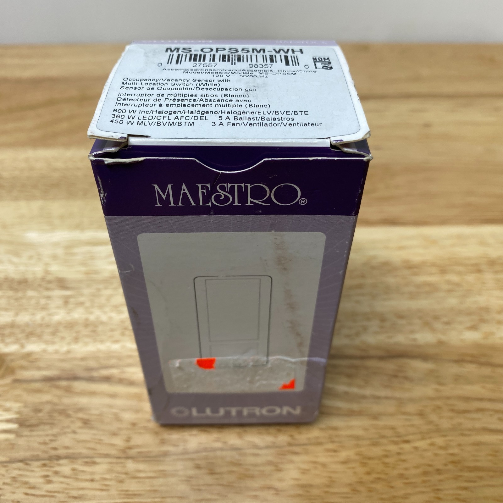 Lutron Maestro MS-OPS5M-WH White Sensor With Switch