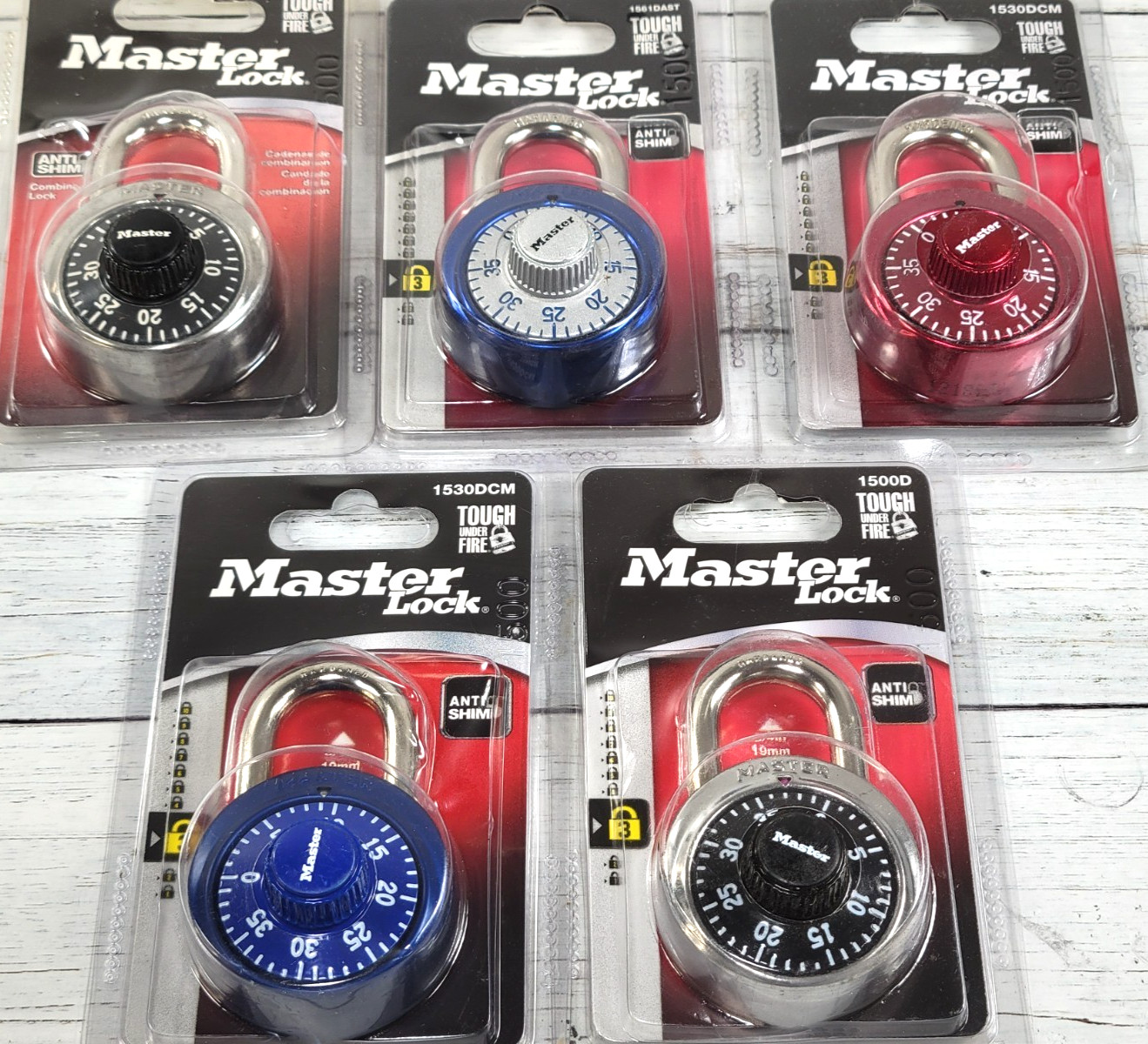 Lot of 5 - Master Lock Anti-Shim Combination Padlock Assorted