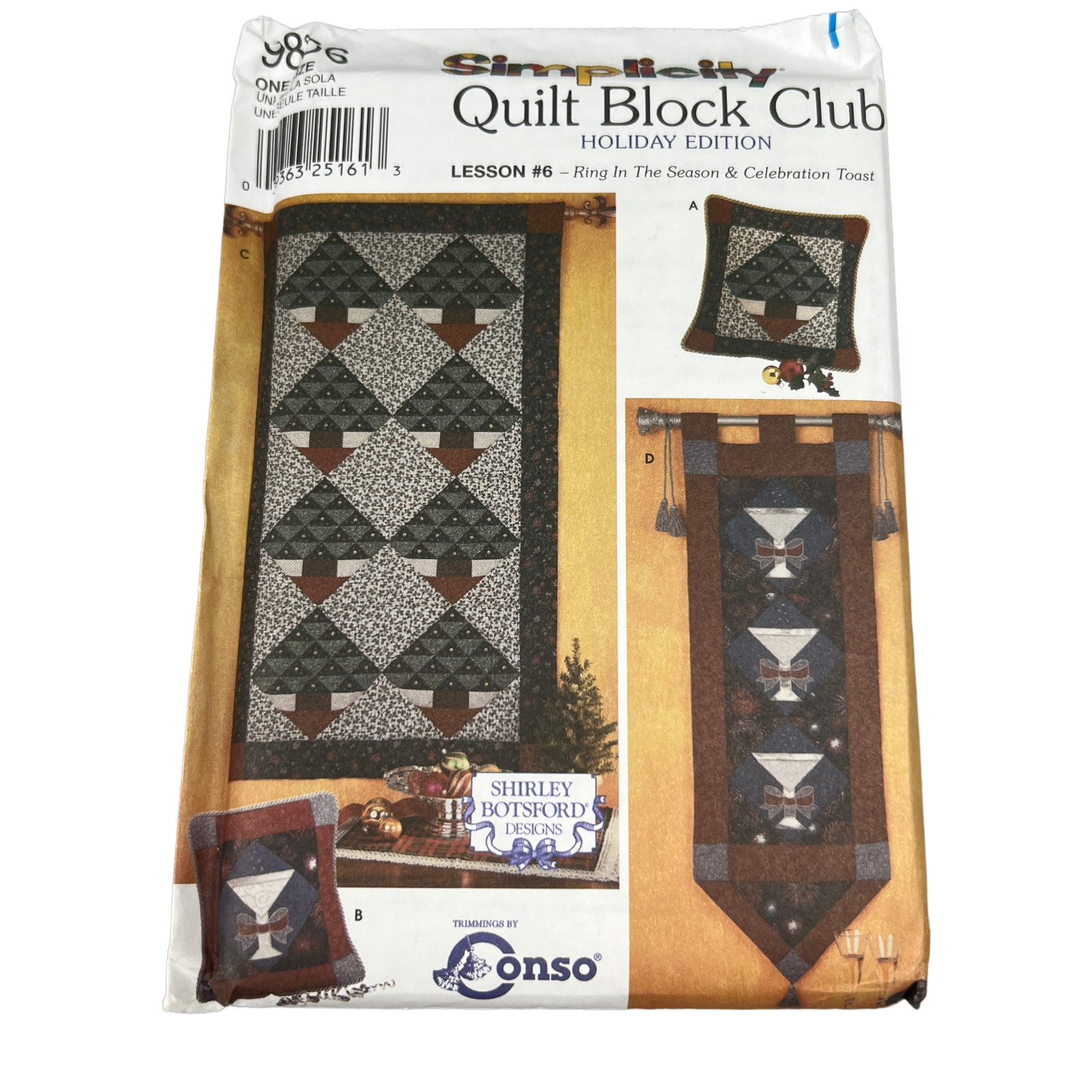 Simplicity 9856 Quilt Block Club Holiday Edition Uncut Sewing Pattern