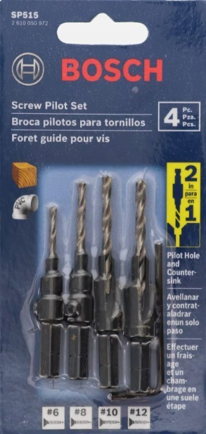 New - Bosch SP515 5-Piece HEX Shank Countersink Screw Pilot Set