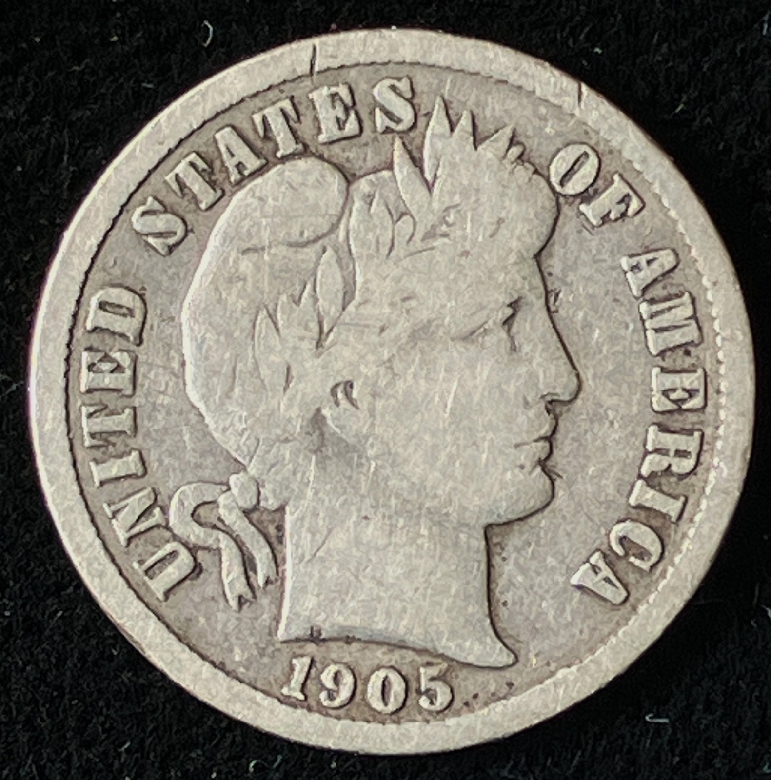 1905 Barber Dime, Nice VG