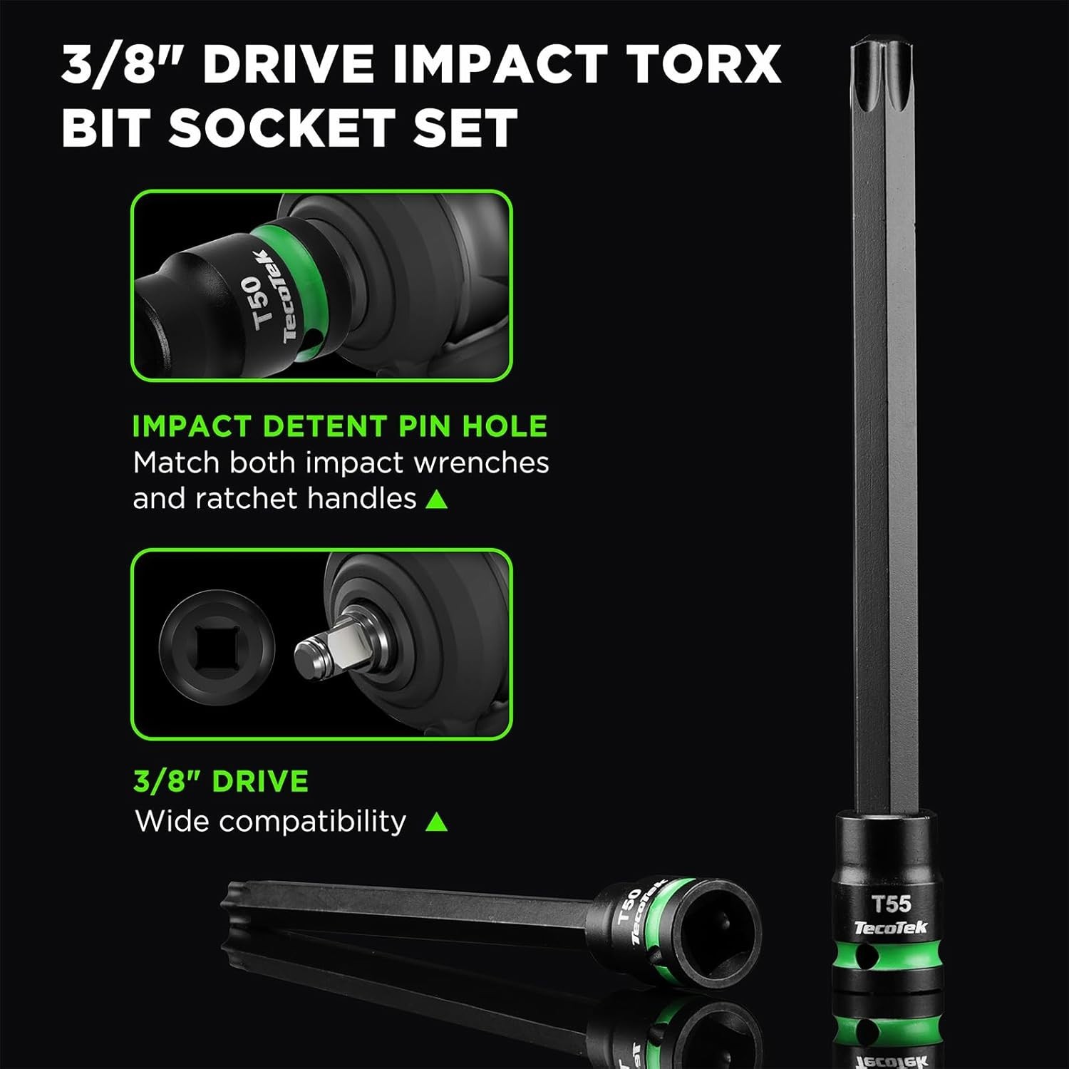 3/8" Drive Impact Torx Bit Socket Set, Extra Long Torx Socket, S2 Alloy Steel...