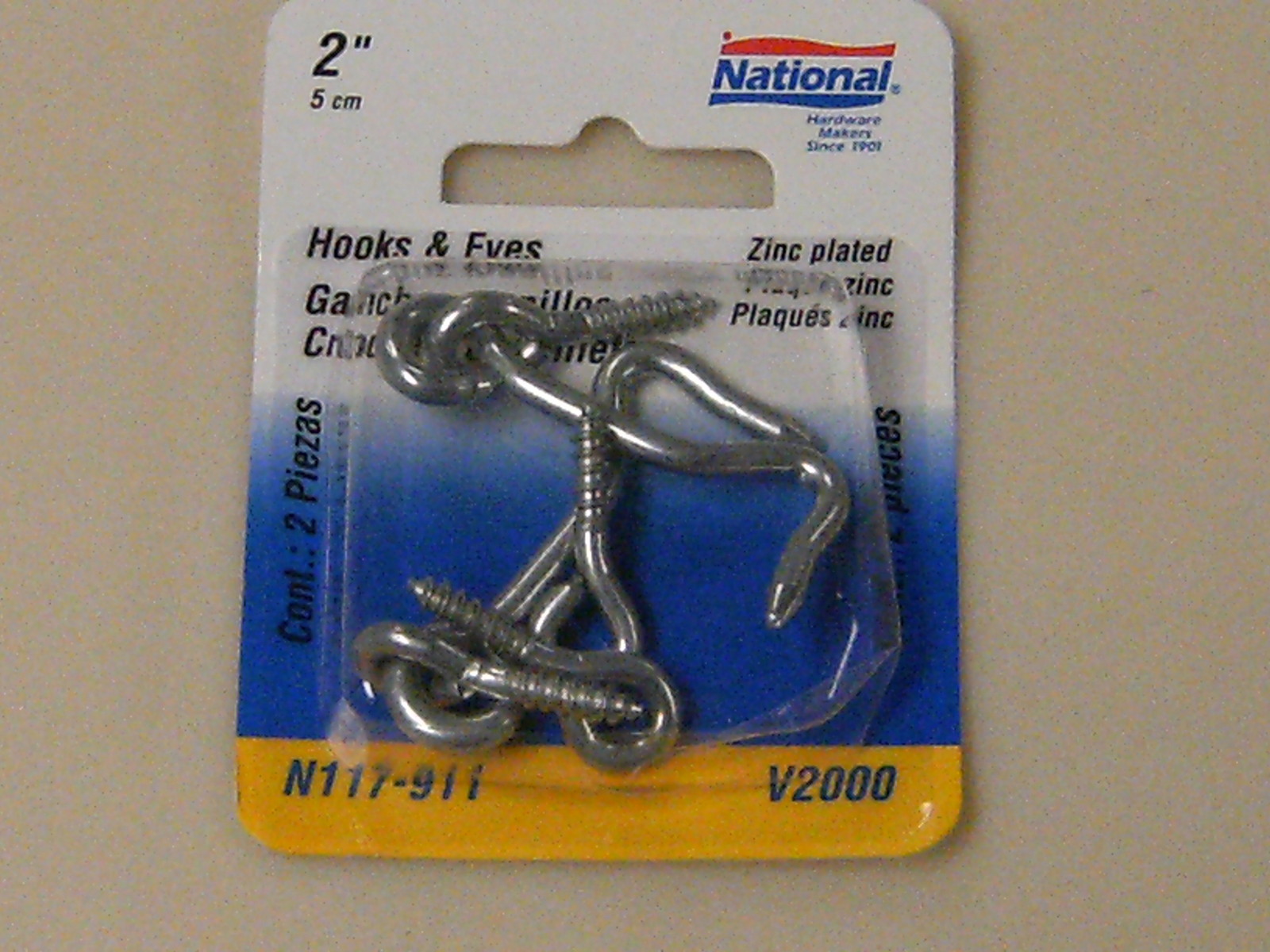 National Mfg. N117-911 HOOKS & EYES (hooks and eyes) 2” zinc plated steel