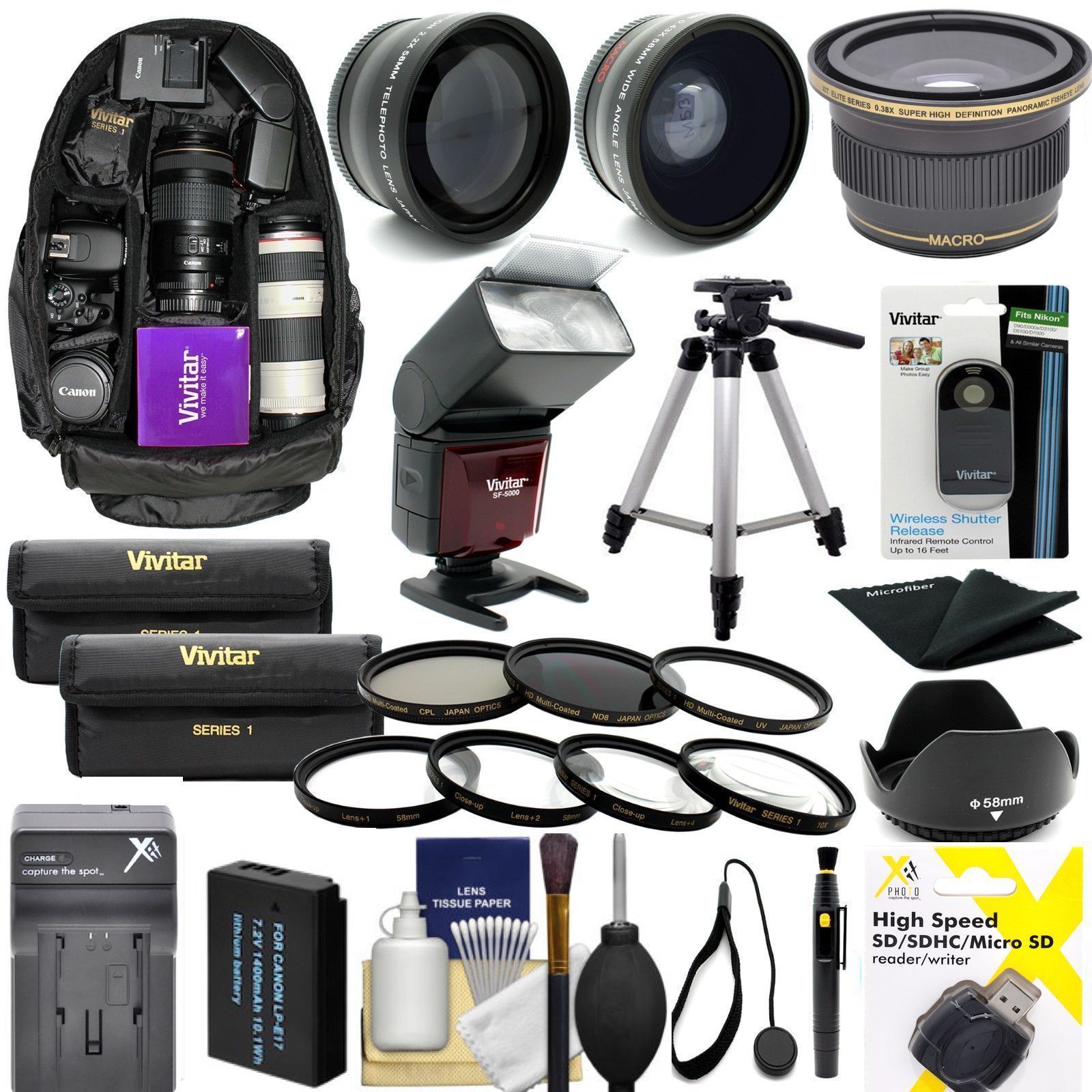 CANON EOS M6 Mirrorless DSLR FULL HD ACCESSORY KIT LENSES FLASH TRIPOD BACKPACK