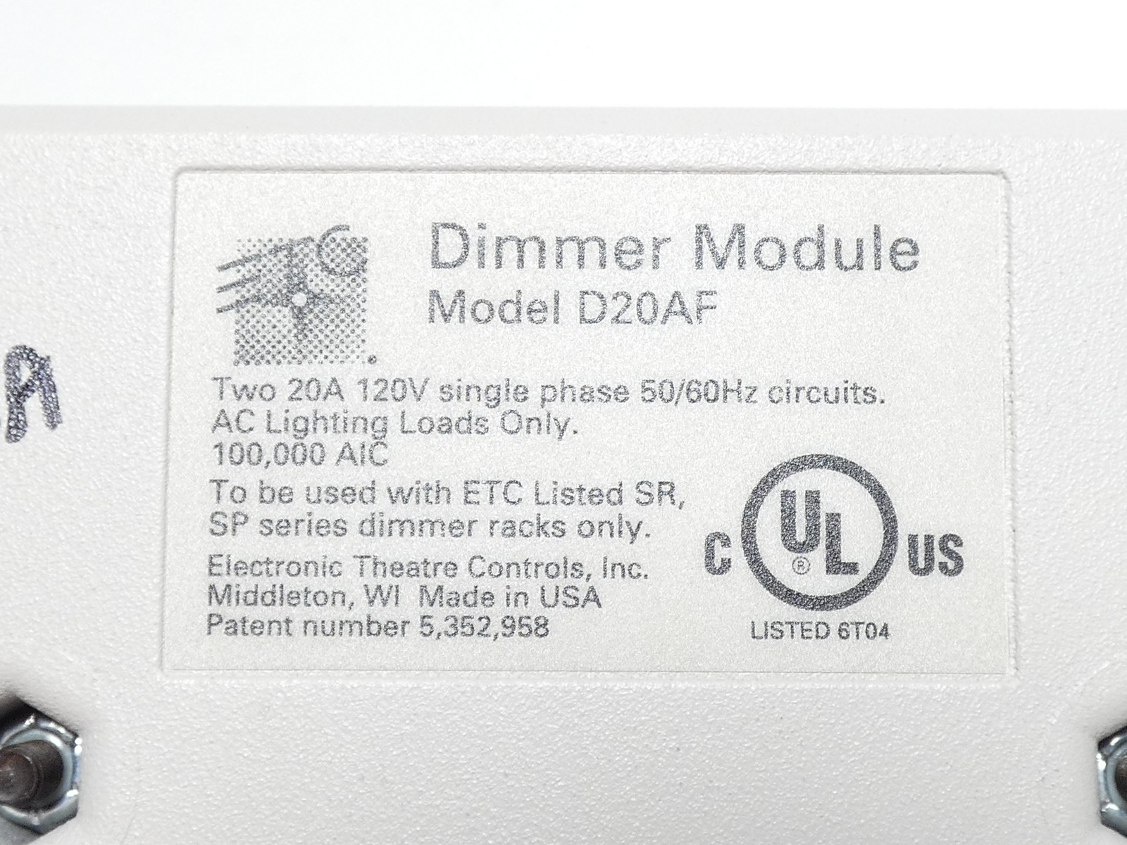 ETC D20AF Dual 20A Dimmer Module 120V Electronic Theatre Controls