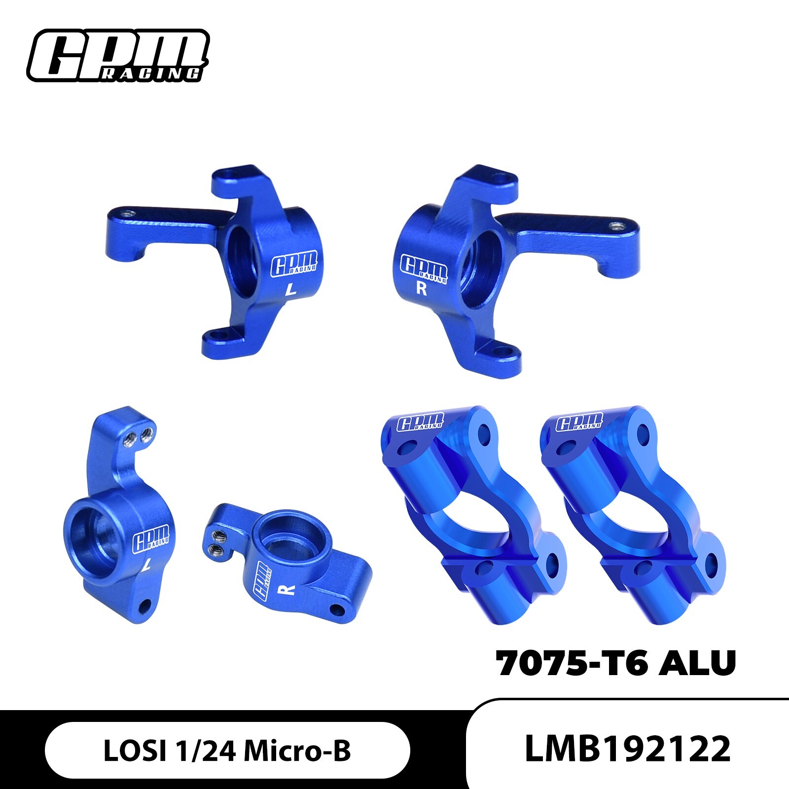 GPM 7075Alu Front Caster Blocks &Spindles & Rear Hubs LOSI 1/24 Micro-B Micro-T