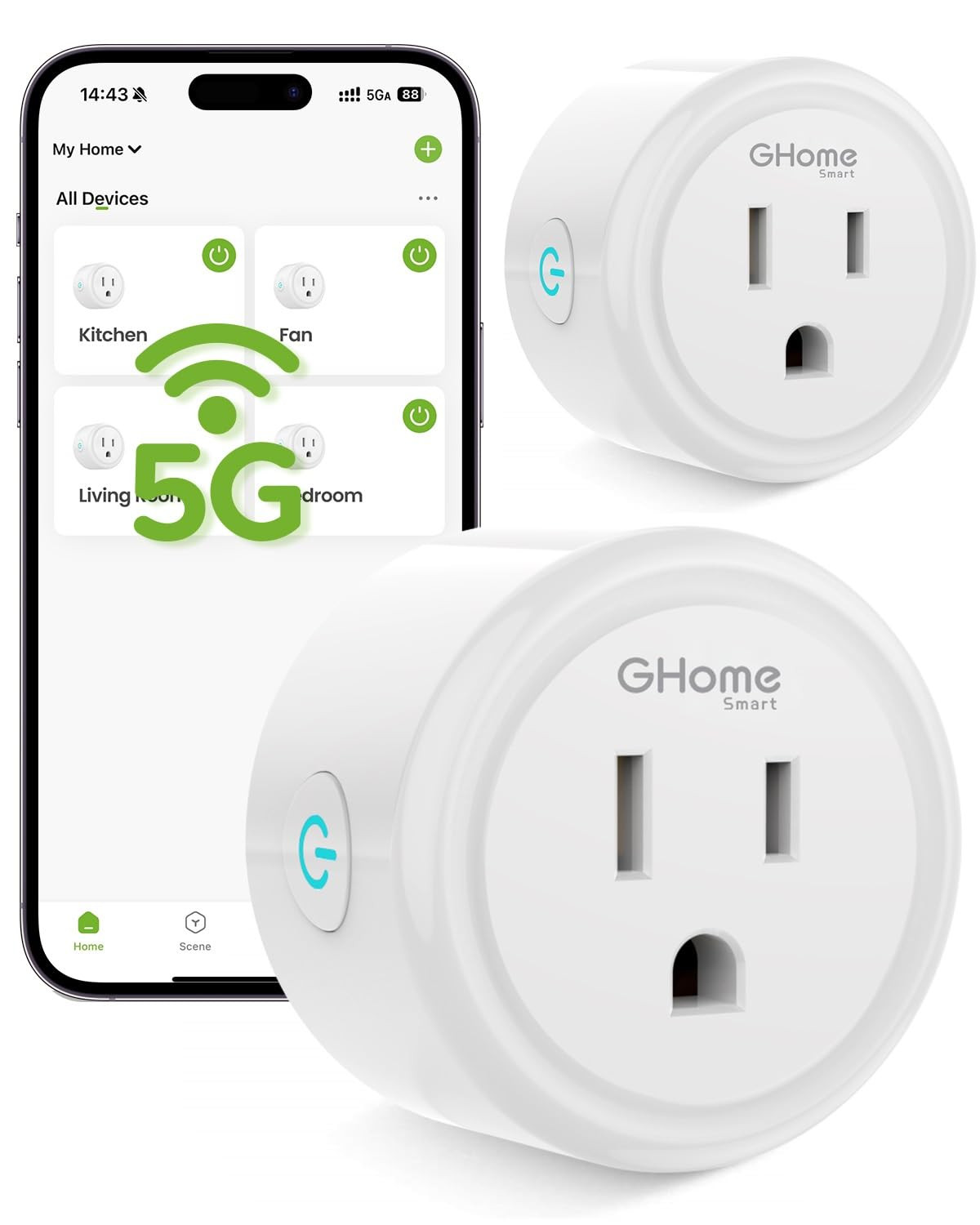 5G 15A Wifi Smart Plug Compatible with Alexa and Google Home, Outlet Timer Smart