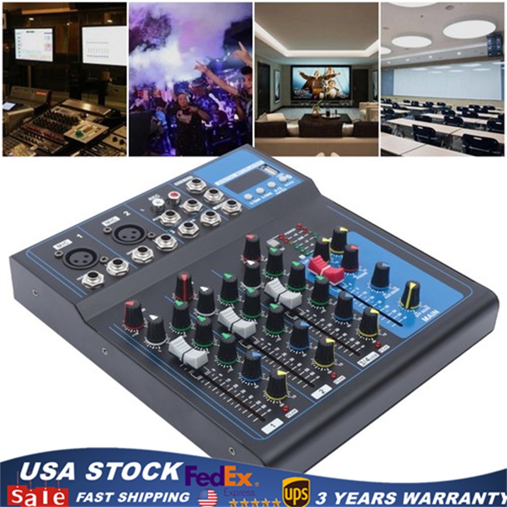 4 Channel Audio Mixer Portable Professional Bluetooth Digital DJ Console NEW