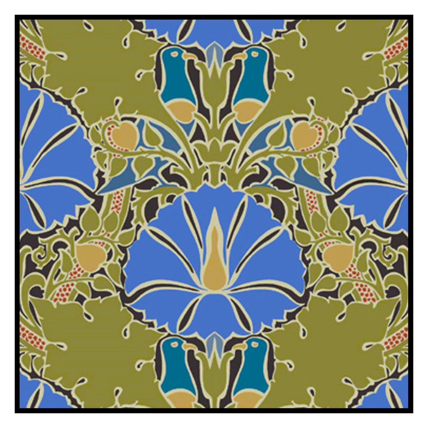Art Nouveau Voysey Morning Glory Birds Flowers Counted Cross Stitch Pattern