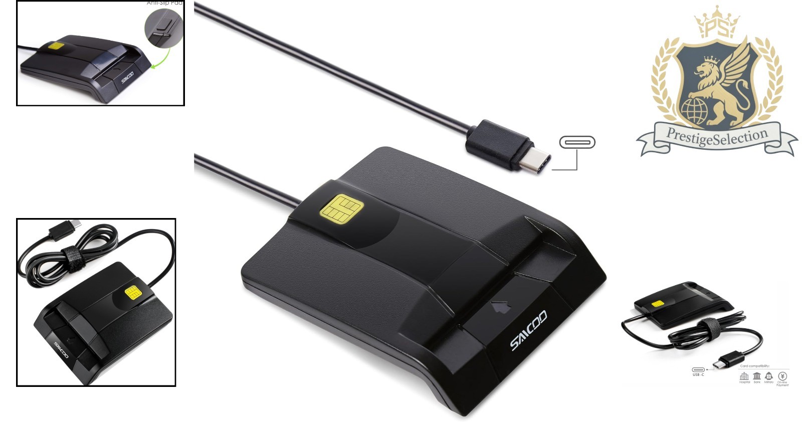 USB-C CAC Card Reader: DOD Military Approved Smart Card Reader for Secure Access