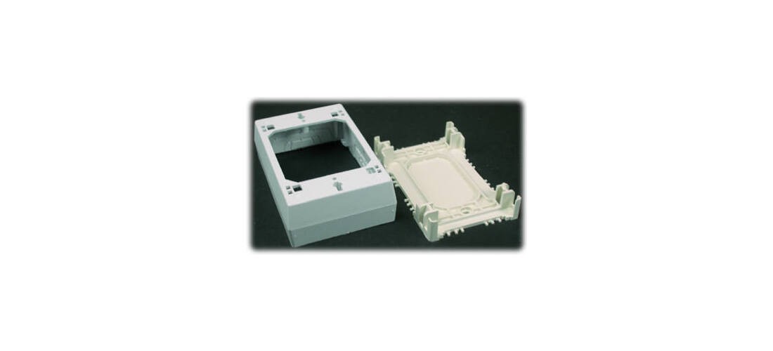 Wiremold NMW3 NMW Outlet Box, 1 -Gang, Plastic, White, Wall Mounting